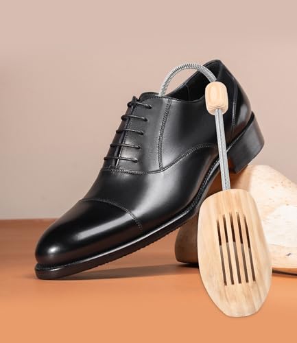 Zhufas Schuhspanner Holz,2 Stück Herren Damen Stiefelspanner, Metall Schuhdehner,Schuhstrecker,Stiefelspanner aus Echt-Holz mit Metall-Spiralfeder,Auch für Stiefel Oder Sneaker Geeignet(42-46)