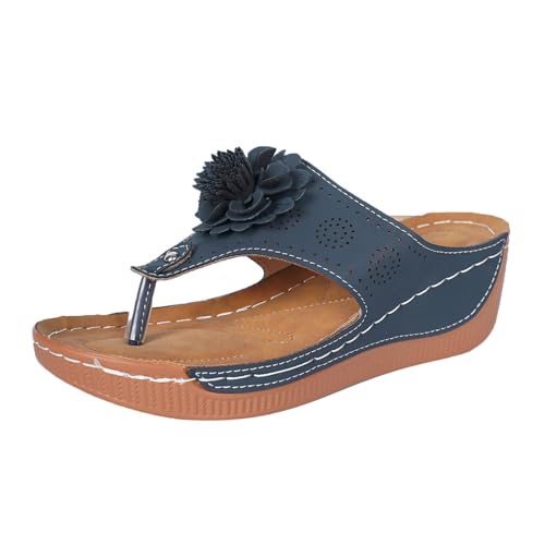 Sandalias de cuña con diseño ergonómico que alivian la fatiga del pie. Zapatos cómodos y funcionales., marine, 42 EU Sandalias de cuña con diseño ergonómico que alivian la fatiga del pie. Zapatos cómodos y funcionales., marine, 42 EU