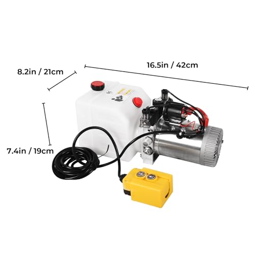 Image of 3 Quart Hydraulic Pump 12V DC Double Acting Hydraulic Power Unit w /Plastic Reservoir for Dump Trailer Car Lifting Platforms