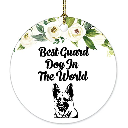 Best Guard Dog in The World Christmas Ornament Ceramic Funny Porcelain Ornament 3 Inch Keepsake for Holiday Home Xmas Tree Decoration Unique for Friend Family