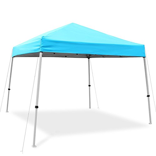Ohuhu EZ Pop-up Slant Leg Canopy Tent, Instant Shelter with Wheeled Carry Bag, 10 x 10 FT at The Top & 8 X 8 FT at The Base, Blue