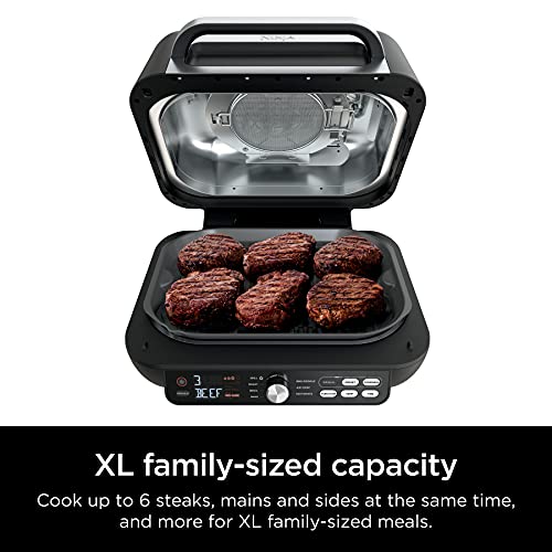Ninja IG651 Foodi Smart XL Pro 7-in-1 Indoor Grill/Griddle Combo, use Opened or Closed, Air Fry, Dehydrate & More, Pro Power Grate, Flat Top, Crisper, Smart Thermometer, Black