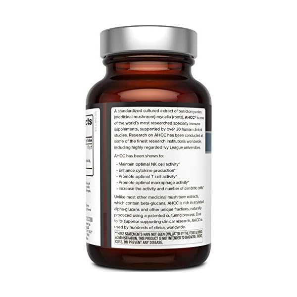 Quality of Life Premium Kinoko Platinum AHCC Herbal Supplement, 750mg of AHCC per Capsule, for Immune Support, Liver Function, Maintains Natural Killer Cell Activity, 1 Pack, 60 Veggie Capsules