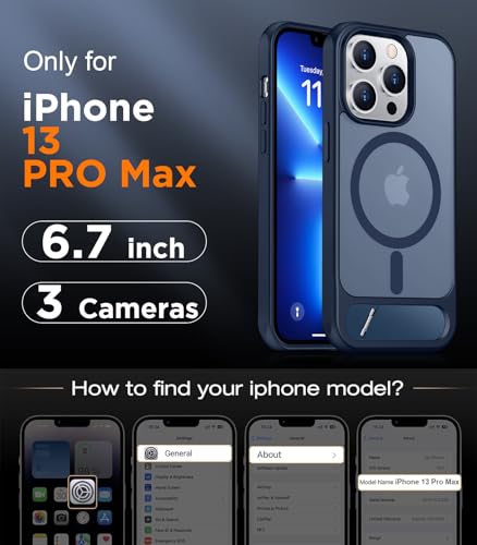 Image of Magnetic Compatible with iPhone 13 Pro Max Case, [Built-in Invisible Kickstand][Compatible with MagSafe] [Military Grade Shockproof] Slim Translucent Matte Phone Case for iPhone 13 Pro Max 6.7 inch