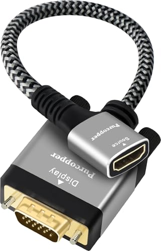 HDMI to VGA Adapter, Uni-Directional HDMI Female (Source) to VGA Male (Screen) Converter Connector, HDMI Computer to VGA Monitor Adapter for Monitor, PC, Raspberry Pi, Desktop, Projector, Roku, Xbox