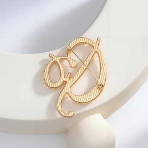 Image of Initial Letter Brooch Pin Pearl Letter Brooches Golden Pins Accessories Jewelry Birthday Chrisrmas Gift for Women