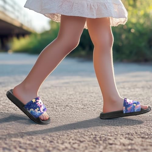 Image of Unisex Slides for Girls Boys Comfortable Slippers Slides Non-slip Shower Shoes House Fashion Thick for Indoor & Outdoor Gifts