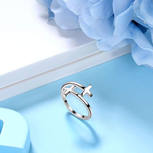 Adjustable Cross Ring for Women 925 Sterling Silver Fine Jewelry Gift for Her Inspiration Christian Ring Faith Hope Love Cross Hug Ring Religious Jewelry Gift for Easter Birthday3