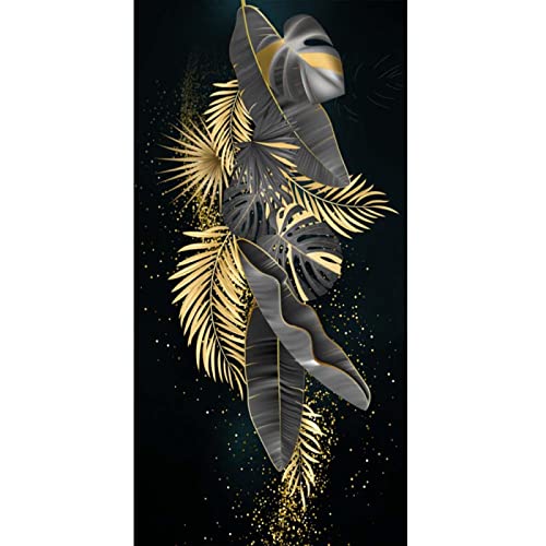 Affiches et gravures d'art abstrait feuille dorée pour décoration grand salon de style nordique