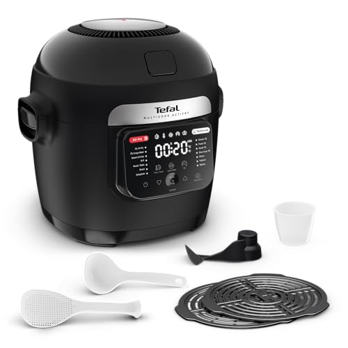 Tefal Rapid Multi Cooker & Air Fryer, Auto Stirring Tech, 14 Programmes including Steam, Grill, Roast, Risotto, Slow Cook, Crispy, Multi Layer Cooking, 6L Capacity, Black, MY741C40
