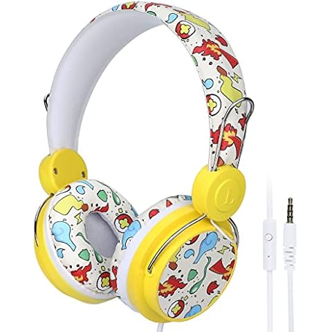 FLOVEME Children's Headphones, Cute Children's Headphones for Boys and Girls, Adjustable Over Ear Headphones with Cable & Microphone for Online Learning, Compatible with Smartphones, Tablets, Laptops Cover