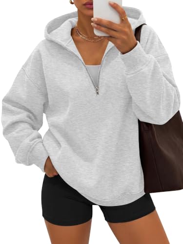 ANRABESS Womens Oversized Long Sleeve Quarter Zip Pullover Hoodies
