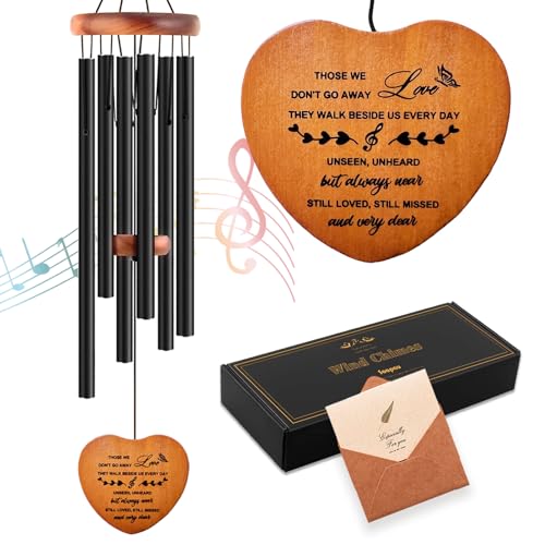Image of Sympathy Gifts for Loss of Loved One, Memorial Wind Chimes for Mom Dad Husband Brother, Funeral Bereavement Sympathy Gifts Basket, in Memory of Loved One Gifts - Black