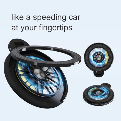 Image of Mobile Protective Case with Ring Stand Holder, Vintage Wheel Design, Light Black