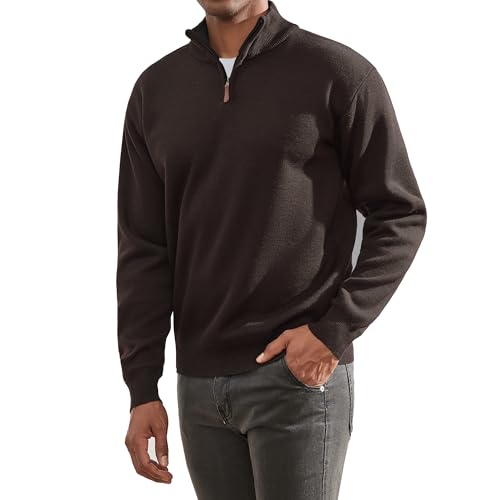 Thkzn Men's Quarter-Zip Sweater Casual Mock Neck Knit Long Sleeve