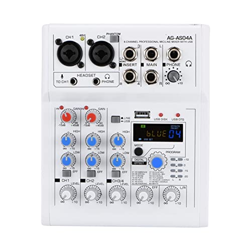 QARNBERG Mezclador de Sonido de Audio Mini Consola de Mezcla de 4 Canales Bluetooth USB PC Play...