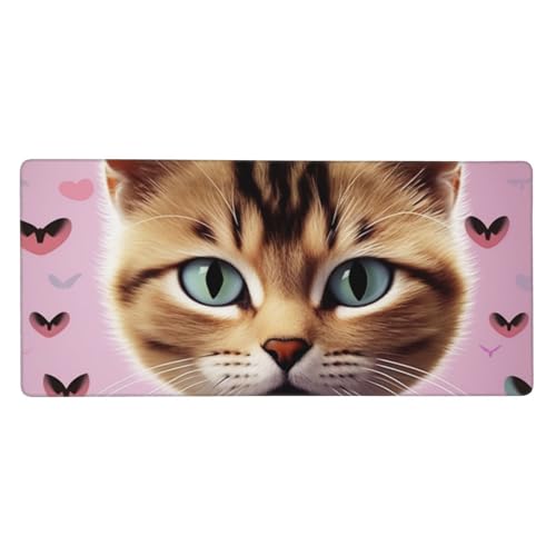 Tapis de souris de jeu 90x40 cm motif chat mignon idée cadeau décoration de bureau setup gamer