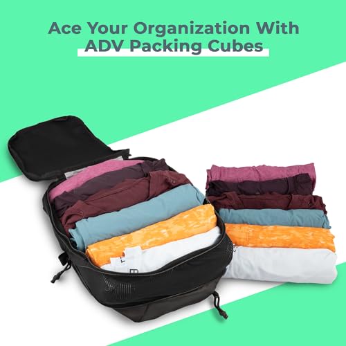 ADV Packing Cubes - Premium Weatherproof Kordra Nylon Packing Bags - Organize and Protect Your Travel Essentials with ADV Travel Compression Bags! (Medium Midnight)