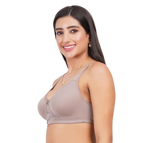 Image of Non Padded Bra in B, C and D Cup for Women - Made of Pure Cotton Full Coverage Over Size Non Wired Pushup Soft Cup for T-Shirt Saree Dress Sports Garment for Daily Use Everyday