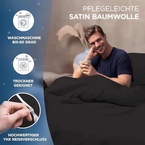 Samthus Kissenbezug 40x80 Baumwolle Satin Oeko-Tex Made In Green - Schwarz – Ansicht 4