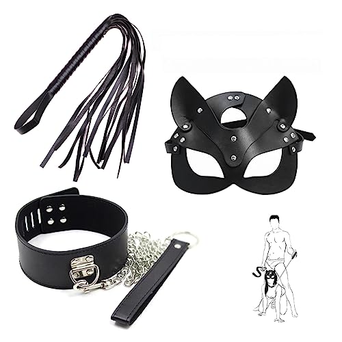 Limmion BDSM Fesseln Sex Set Bondage Set, Erotisches Sexspielzeug für Paare extrem Sex, Fetisch Bondageset Fessel Set, Einstellbar Halsband + Peitsche + Augenmaske Fetisch Sex Spielzeug für Paare