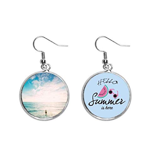 Pendientes de sandía con efecto mar luz foto para el lóbulo
