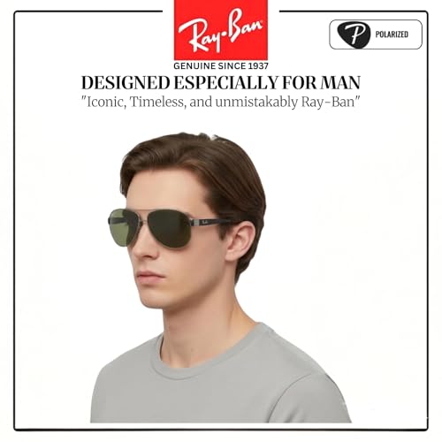 Image of Ray-Ban RB3386 Pilot Shaped Sunglasses for Men with Official RAYBAN Eyewear Kit