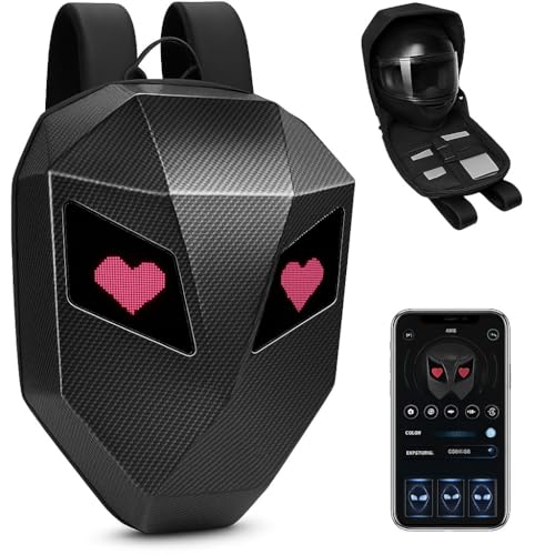 Générique Sac à Dos LED Chrome Moto Intelligent, Design Robot, Coque Rigide 3D Imperméable, Grande Capacité pour Casque et Ordinateur Portable