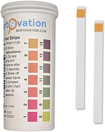 pH 1-14 Wide Range Test Strips [Moisture-Proof Vial of 100 Strips] Made in USA