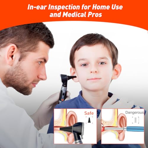 Scian Otoskop mit Licht, Tragbar Fiber Optic Ohr Scope Otoskope mit Hartplastik Fall für Ärzte, Krankenschwestern, Heimgebrauch (Neu-schwarz)