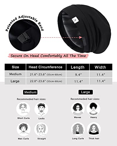 Yanibest Slouchy Beanie Hat Satin Lined Sleep Cap Satin Bonnet Chemo Headwear Caps For Women And Men Navy #TOP1