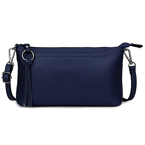 Image of YALUXE Genuine Leather Wristlet Handbags Purses Cell Phone Pocket Clutch Wallet Crossbody Bags for Women