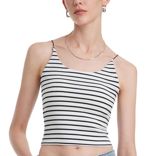 Image of GOELIA Women's Ribbed Sweater Tank Top Business Casual Slim Fitted Striped Knitted Tops