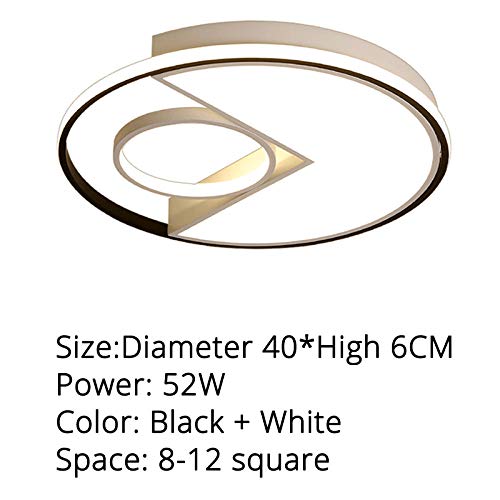 Preisvergleich Produktbild Runde LEDDeckenbeleuchtung Schlafzimmer Fernbedienung Deckenlampe LEDLeuchte Candeeiro de Teto Schwarz und Weiß 40x6cm 52w Warmweiß ohne Fernbedienung