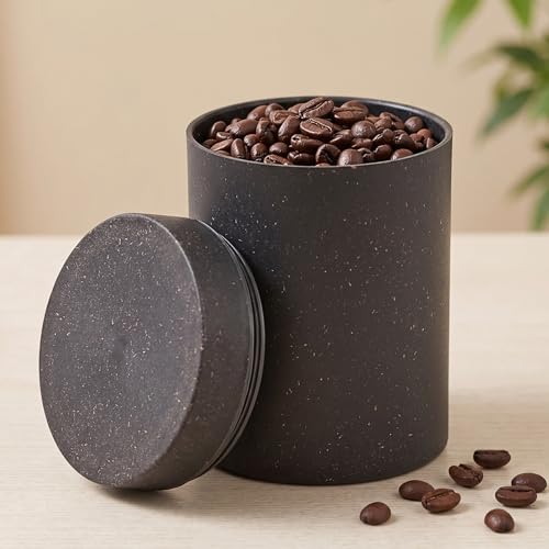 Image of Eha Earth Friendly Canister with Air Tight Lid | Food Storage Container Jars | Microwave Safe | Made with Rice Husk and Bamboo Fibers | 700ml | 1 Piece | Charcoal