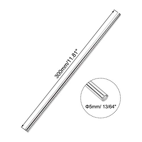 Image of uxcell 5mm x 300mm 304 Stainless Steel Solid Round Rod for DIY Craft - 2pcs