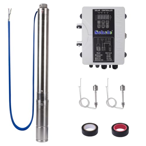 Solar Water Pump Kit DC 48V, Stainless Steel Solar Deep Well Submersible Pump with MPPT Controller...