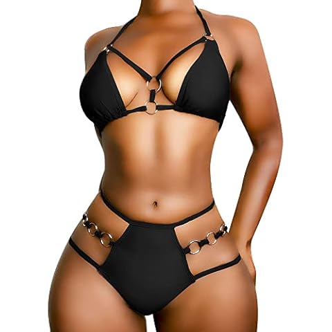 EJsoyo Women's Cheeky Thong Bikini Set Cover