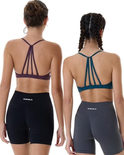 Image of AUROLA Mercury Workout Sports Bras Women Athletic Removable Padded Backless Strapy Minimal Crop Top