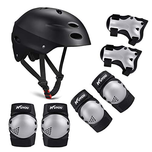 Kid's Protective Gear Set,Helmet Knee Pads Elbow Pads Wrist Pads for Bike Roller Skating Skateboard BMX Scooter Cycling (3-8 Years Old)