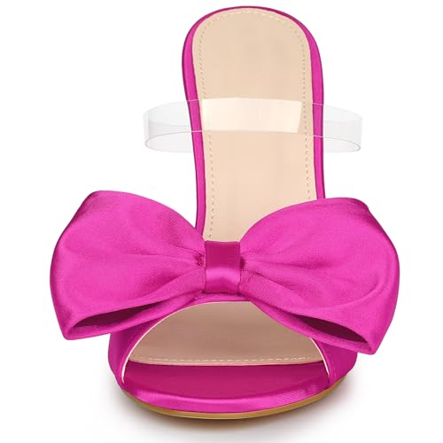 Allegra K Allegra K Women's Bow Sandal Stiletto Heels Mules Hot Pink Heel Sandals 8 M US