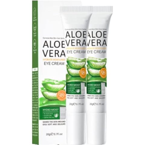2 Pieces 98% Aloe Vera Hydrating Moisturizer Eye Cream for Cooling, Reducing of Fine Lines and Dark Circles, Makes Skin Around Your Eyes Smooth & Shinny (2x20g) Cover