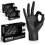 The Real Touch Einweghandschuhe, Schwarze Nitrilhandschuhe - 100 Stück Handschuhe, Puderfrei &...