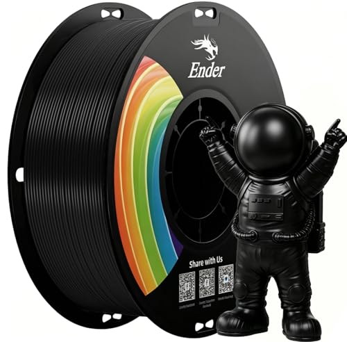 Creality Ender-PLA+ 3Dプリンターフィラメント 1.75mm径 寸法精度±0.03mm 正味量1KG 高靭性強化 繰り返し曲げても折れにくい 目詰まり・もつれ・ゆがみ・反り大幅抑制 気泡少なく安定押し出し 高精度仕上げ 初心者向け環境配慮素材 ほとんどのFDM3Dプリンター対応 K1C/K2/K2 Pro/K2 Plusに対応 黒