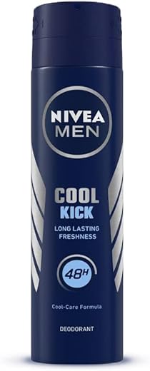 NIVEA Men Cool Kick 150Ml Deodorant Spray | With Mint Extracts For Cooling Sensation In Summer| 48 H Long Lasting Freshness| 0% Alcohol, Pack Of 1