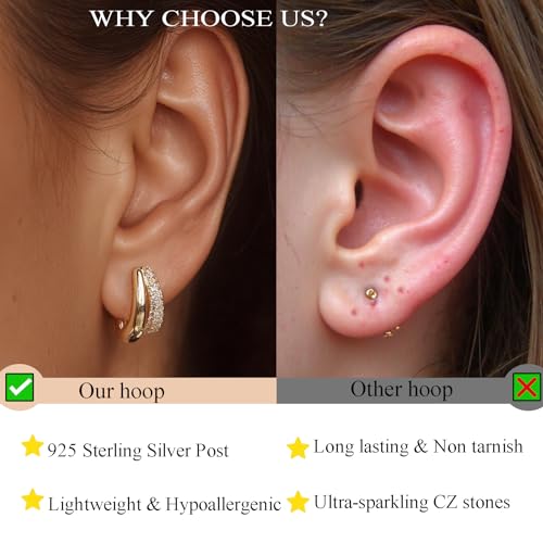 Minimalist Hoop Earrings 14K Gold Plated Lightweight Twisted Small Thick Huggie Hoops Earrings Hypoallergenic Gold Earrings for Women Trendy Hoops Drop Dangle Earrings Studs Jewelry Gifts4