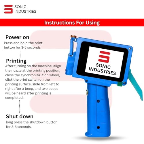 Image of SONIC INDUSTRIES Lightweight Coding Printer for Packaging Products Thermal Inkjet Machine for Expiry Date Batch Code and Barcode Applications in FMCG and Production Environments