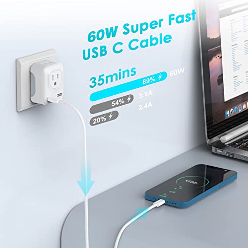 USB C Kabel 2Stück 1.8M 60W USB C auf USB C Schnellladekabel Für iPhone 15/15Pro/15ProMax,Samsung S23/S22/S21 Serie… – Ansicht 6