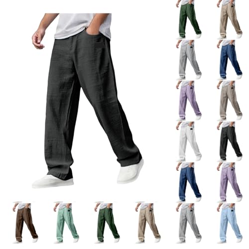 Mokaloha Mens Pants, Men's Casual Embroidered Logo Pant Drawstring Loose Elastic Waist Pocket Lightweight Trousers