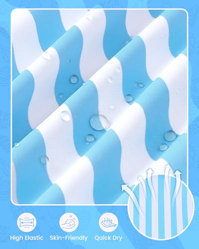Image of Mioglrie Kids Girls Swimsuit One Piece Bathing Suits Girls' Swimwear 7-14Y | Halter Neck Swimsuits,Striped Design,Ruffle Design,Built‑in Chest Pads,1 Piece Swimwear for Beach,Summer Party